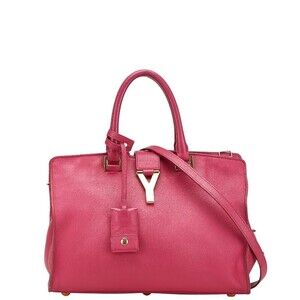 Saint Laurent Cabas Y Line Handbag Shoulder Bag Pink Leather